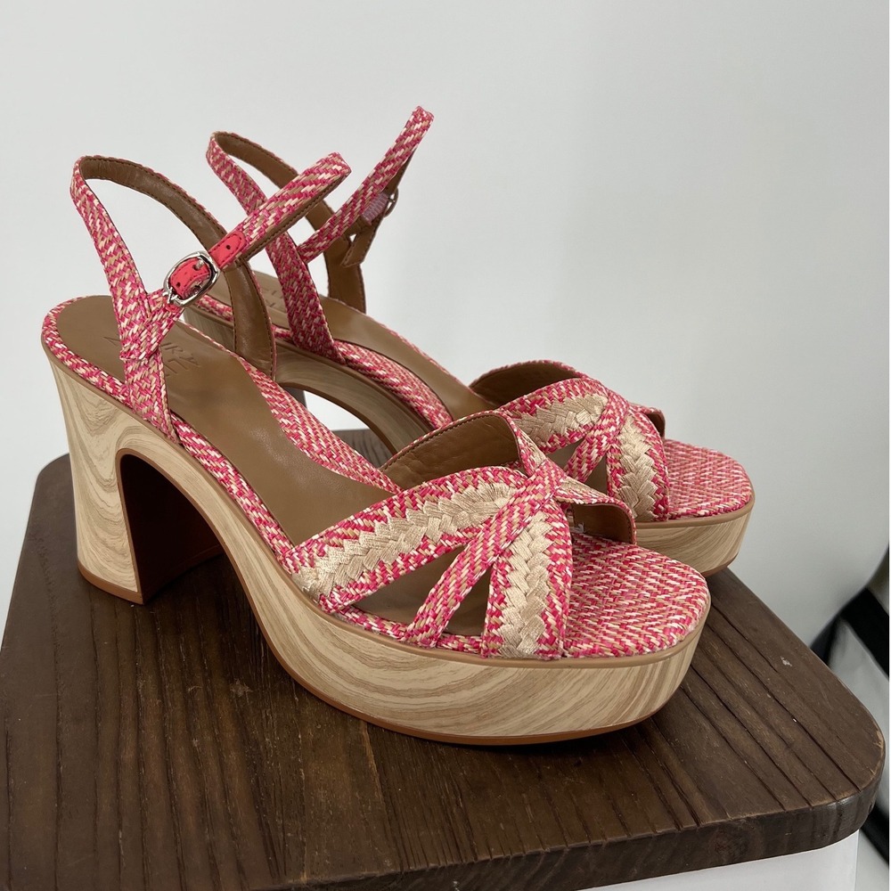 Naturalizer Katalina Pink Woven Platform Block Heel Sandals 11 M NIB